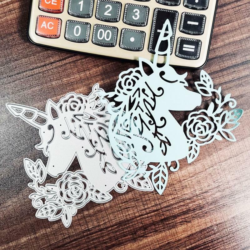 Horse Animal with Flower Leaf Metal Cutting Dies Embossing Stencil DIY Template