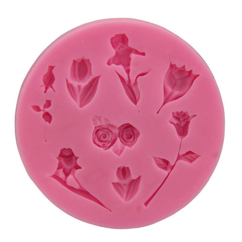 Exquisite Flower Mold Craft Cake Chocolate Clay Tulip Decorating Family Safe