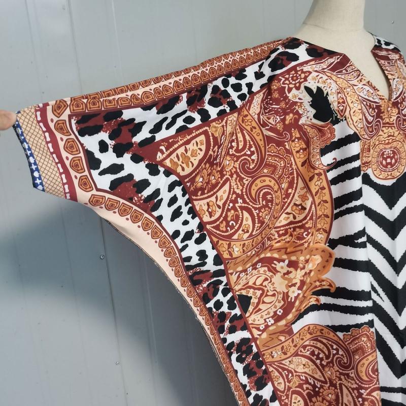 Women Loose Robe Bikinis Cover Ups Ethnic Print Swimwear Cover Ups Holiday Dress