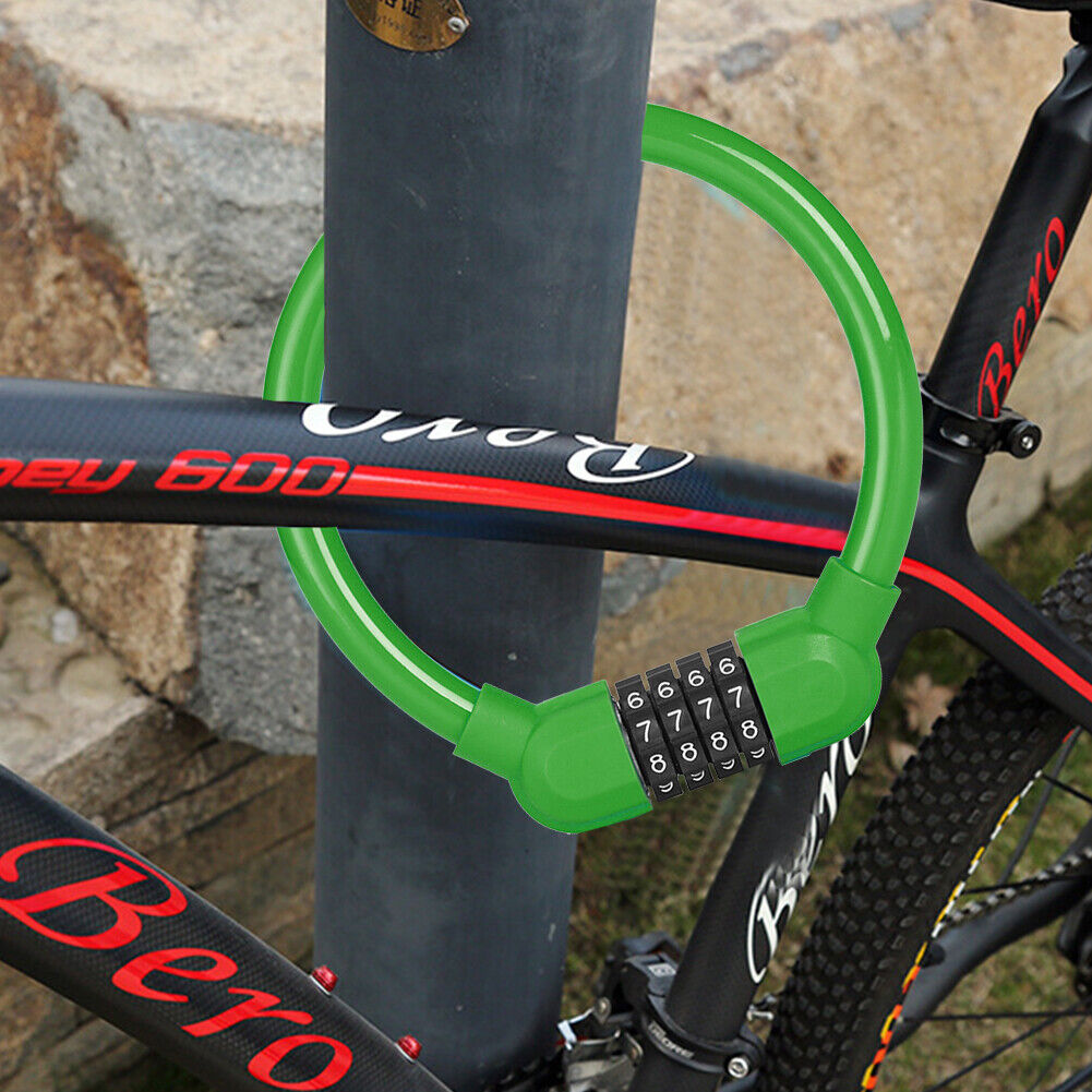 Bicycle Safety Cable Locks MTB Anti Theft 4 Digit Password Lock (Green)