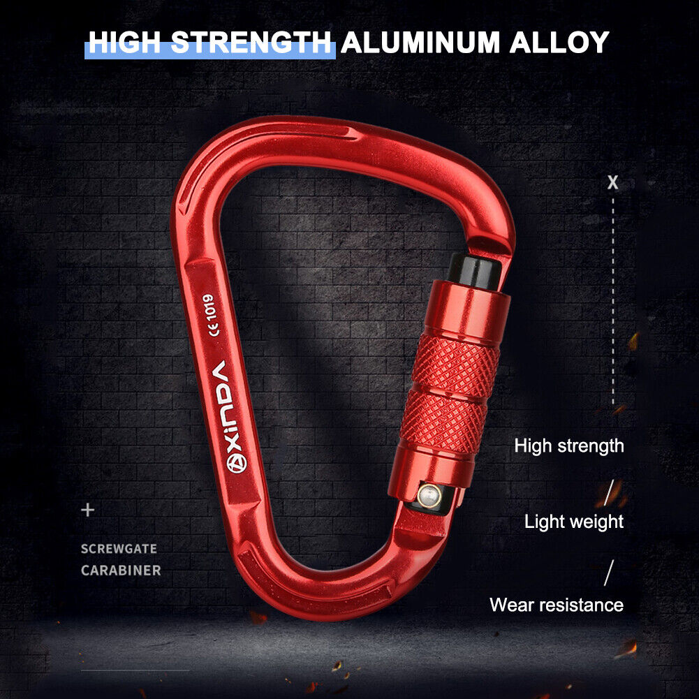 25KN Safety Auto Master Lock Carabiner Outdoor Rock Climbing Buckle (Red)