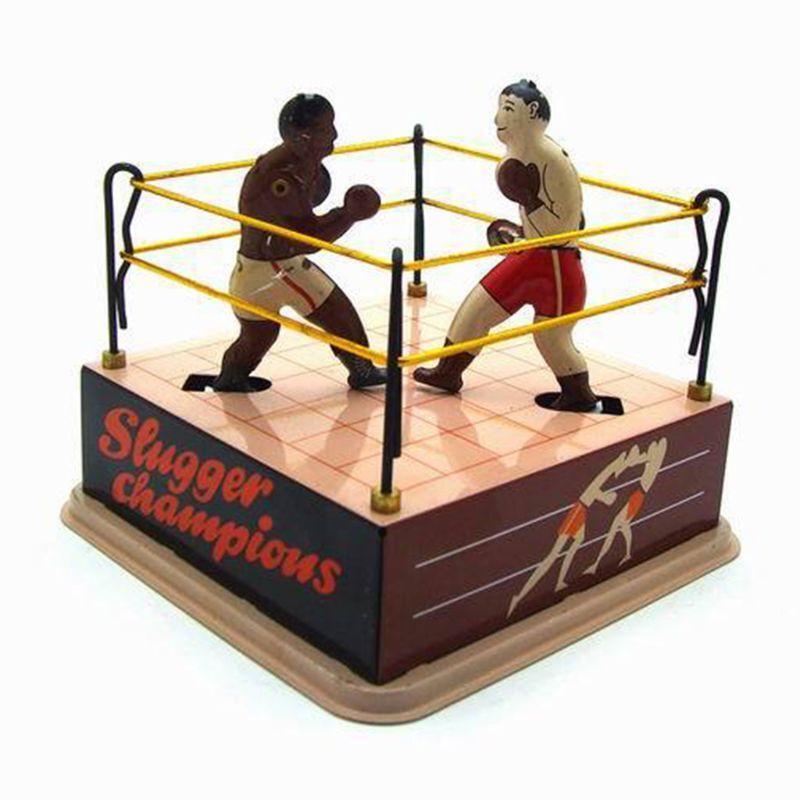 Durable Clockwork Christmas Boxing Ring Wrestling Boxers Wind-up Self Playing