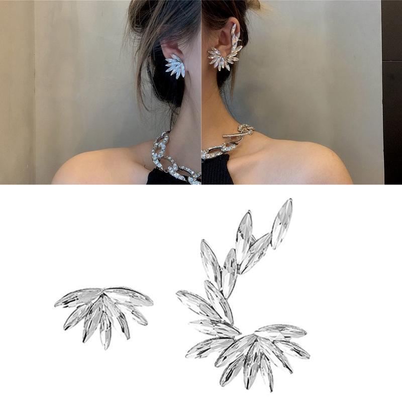 Feather Wing Shape Stud Earring Asymmetric Fashion Sparkly Earrings Jewelry