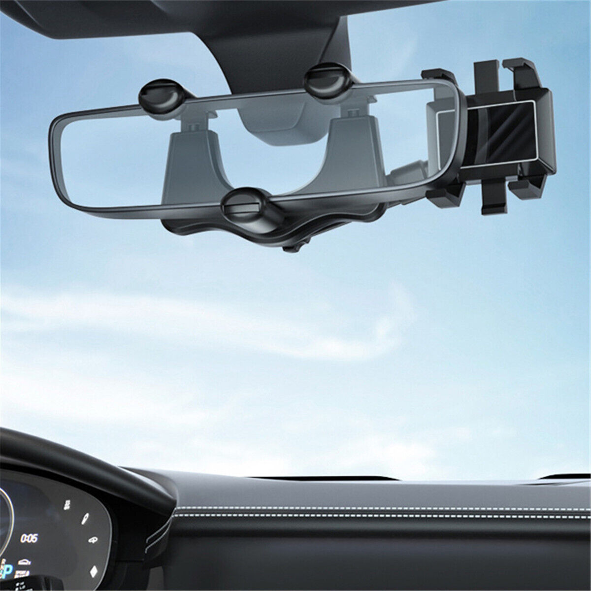 360° Rotatable And Retractable Car Phone Holder Multifunctional Rearview Mirror