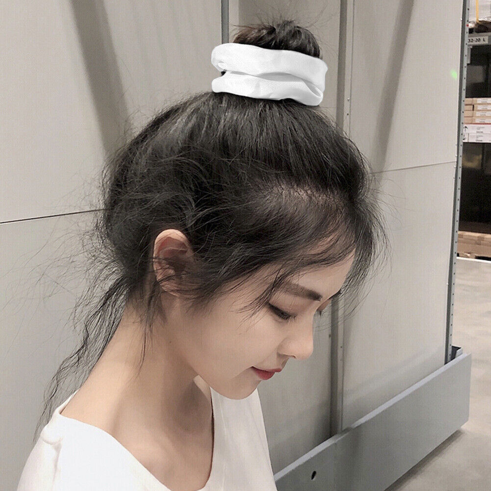 LED Light Up Scrunchies Women Hair Rope Night Club Ponytail Holder (White)
