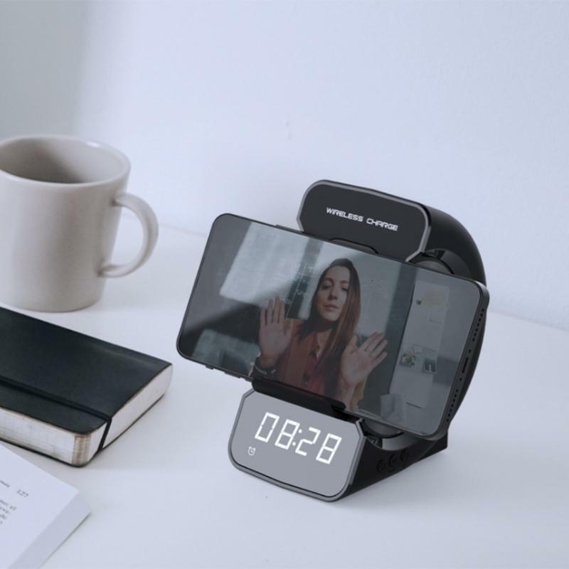 Wireless Alarm Clock Three-in-one Multifunctional Design Usb Charging for Phone