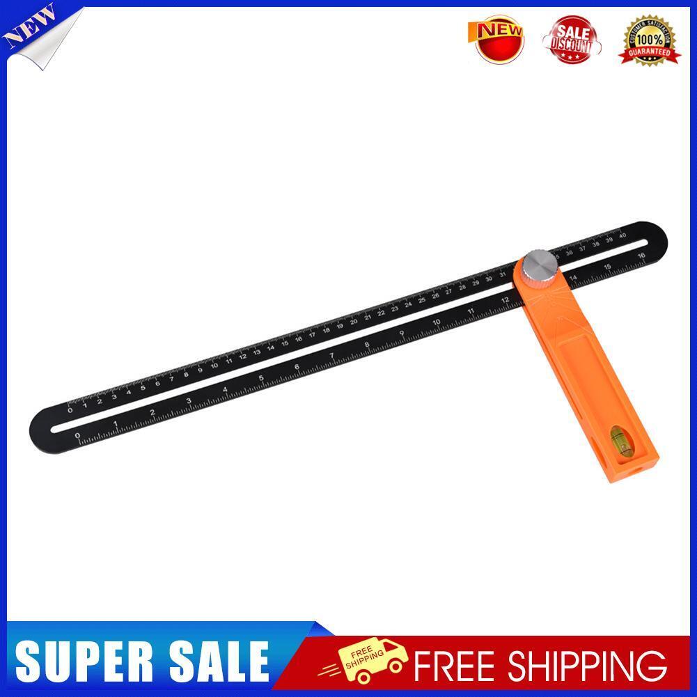 Angle Ruler Gauge Sliding T-Bevel Wooden Marking Protractor with Bubble (L)
