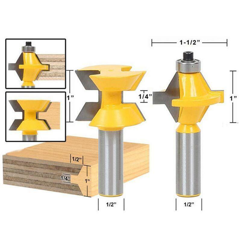 2PCS 120 Degree Lock Miter Finger Joint Router Bits 1/2'' Shank Milling Cutter