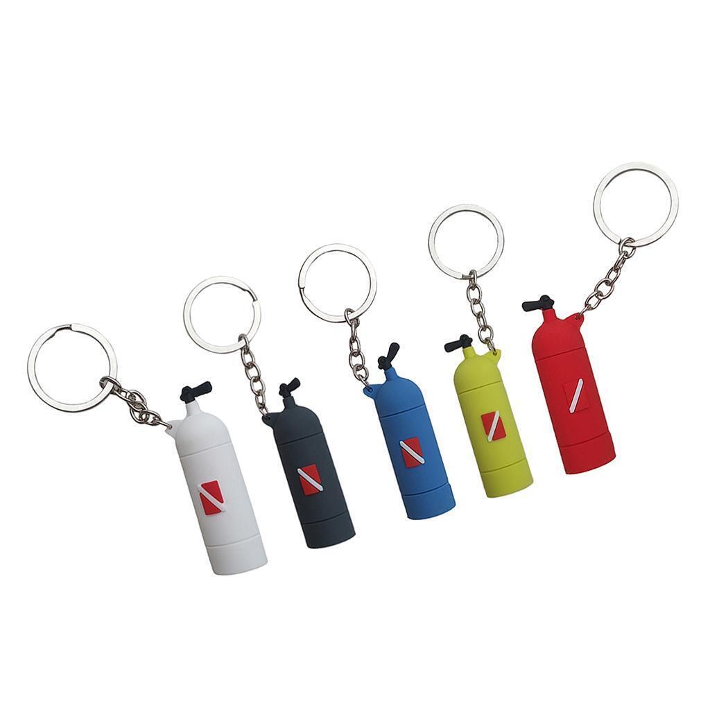 Novelty Mini Diving Tank Key Chain Holder Dive Flag Keyring Keychain Gray