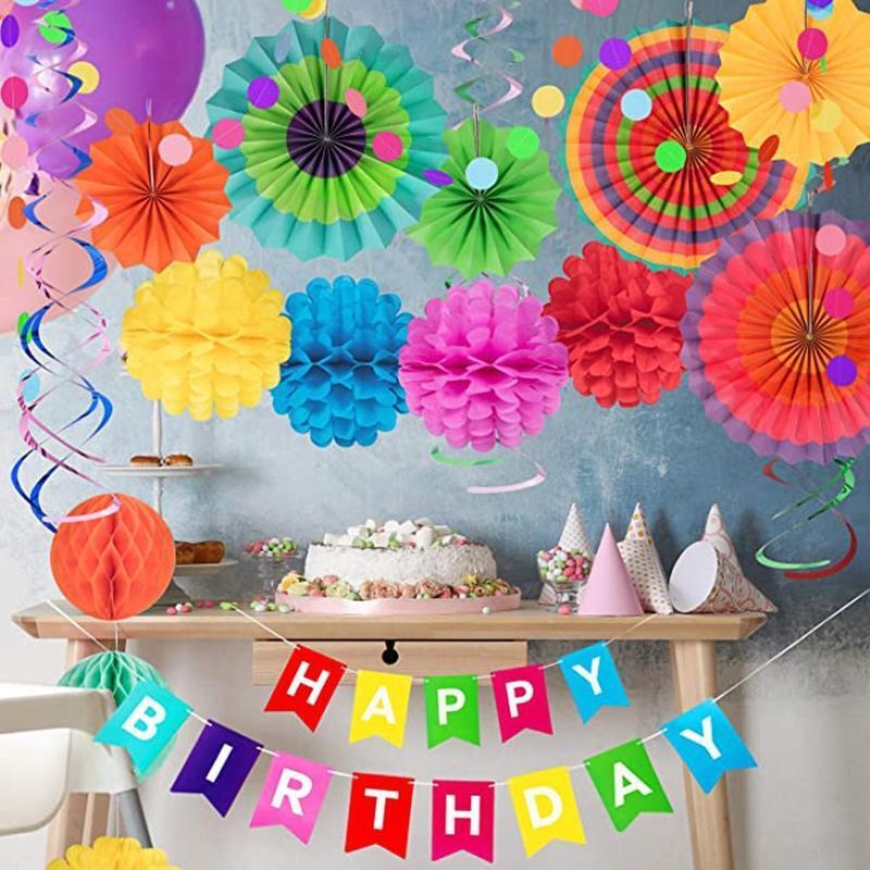 Birthday Decoration Happy Birthday Banner Hanging Swirl Decoration Supplies