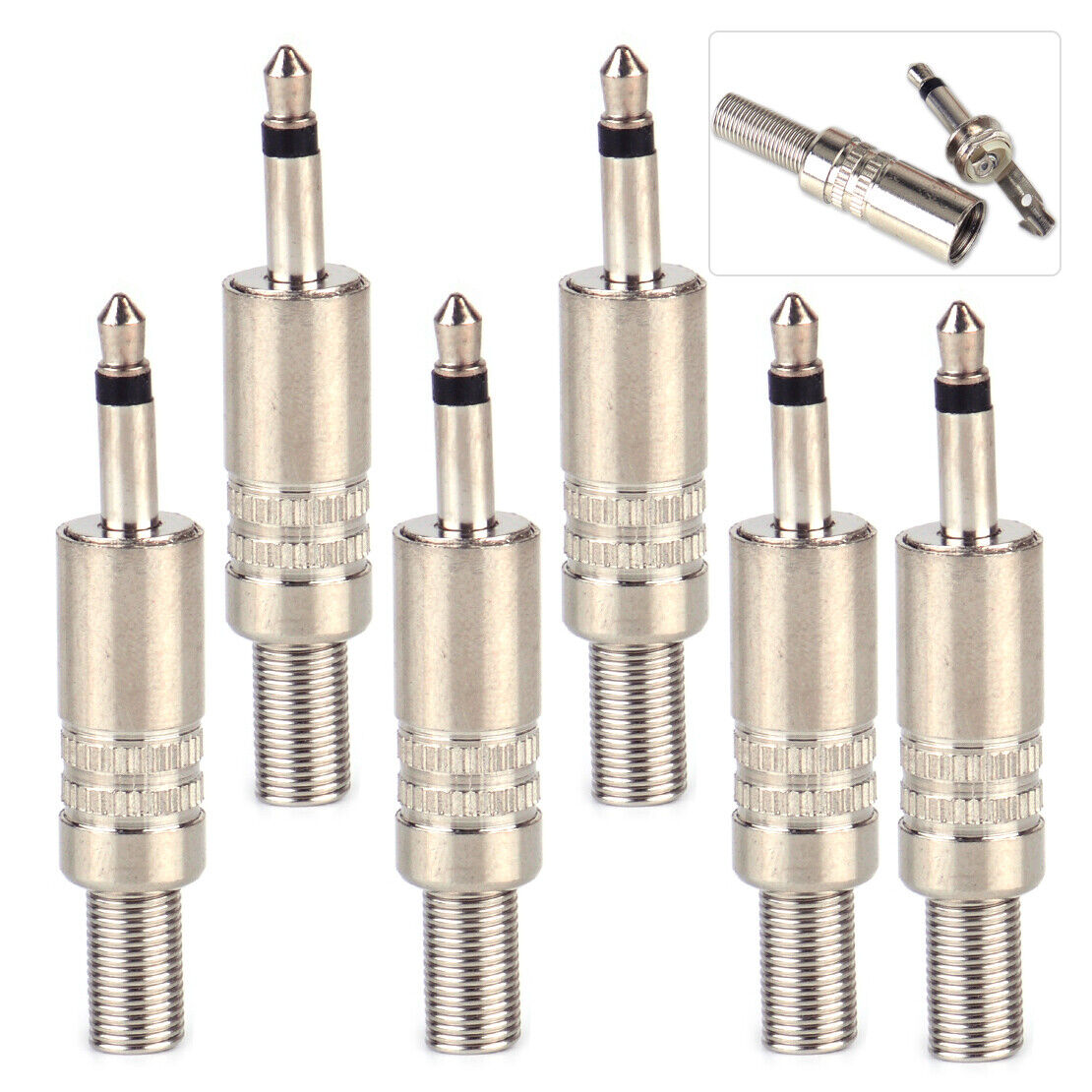 12pcs 1/8" 3.5mm Mono Jack Plug Audio Headphone Soldering Adapter Connector Li