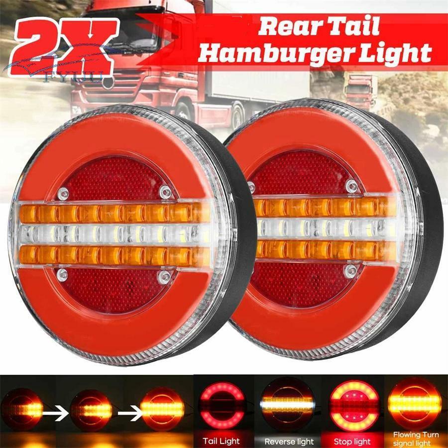 2 Pcs 12-24V 5.3'' Dynamic LED Trailer Truck Tail Brake Light Turn Signal Lamp