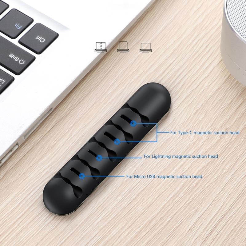 Magnetic Storage Phone Charging Cable Desktop Organizer Data Cable Fixing Clamp