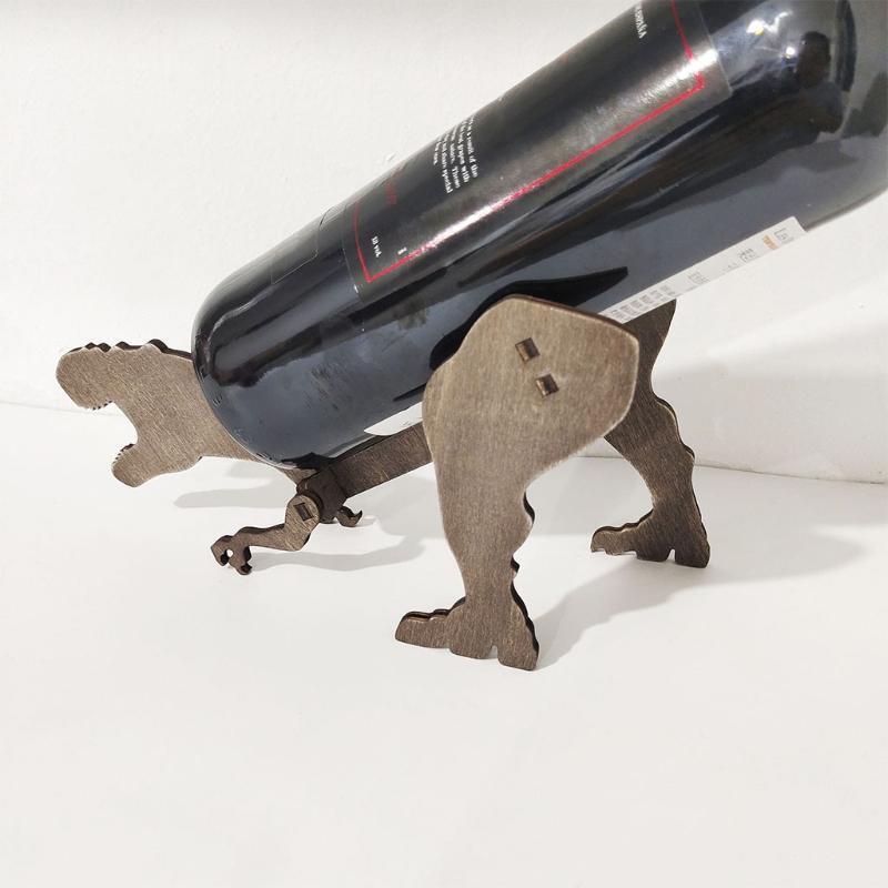 Wooden Wine Holder Decorative Abstract Dinosaur Shape Red Wine Racks Home Decors