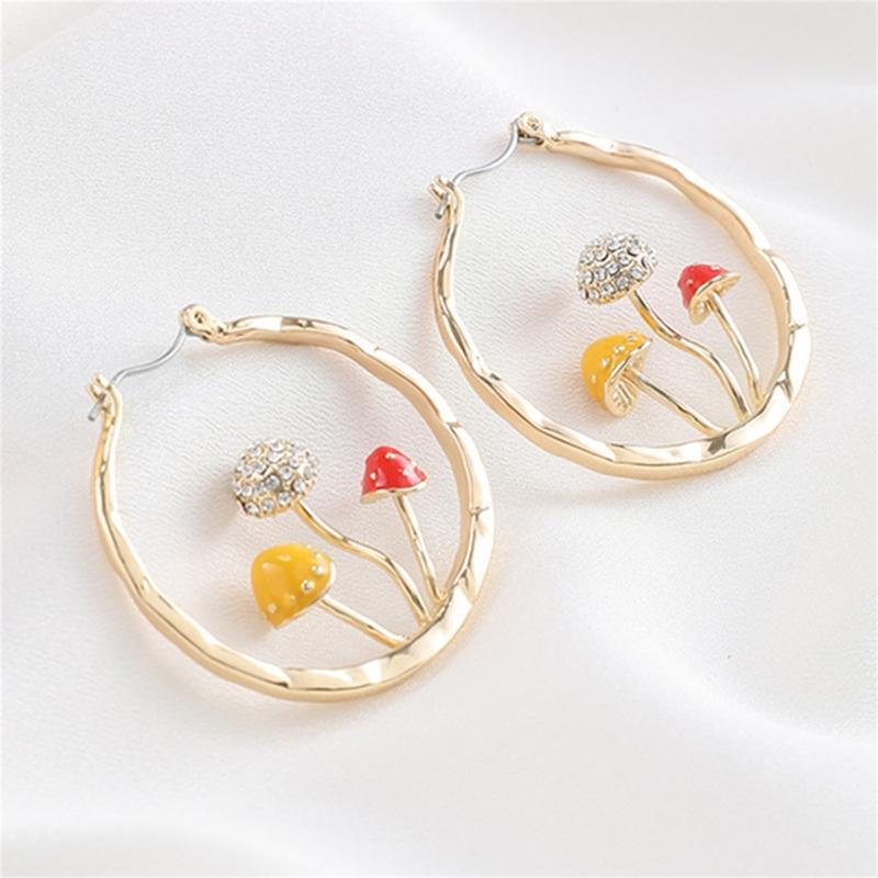 Mushroom Earrings Unique Cute Metal Earrings Colorful Trendy Mushroom Earrings