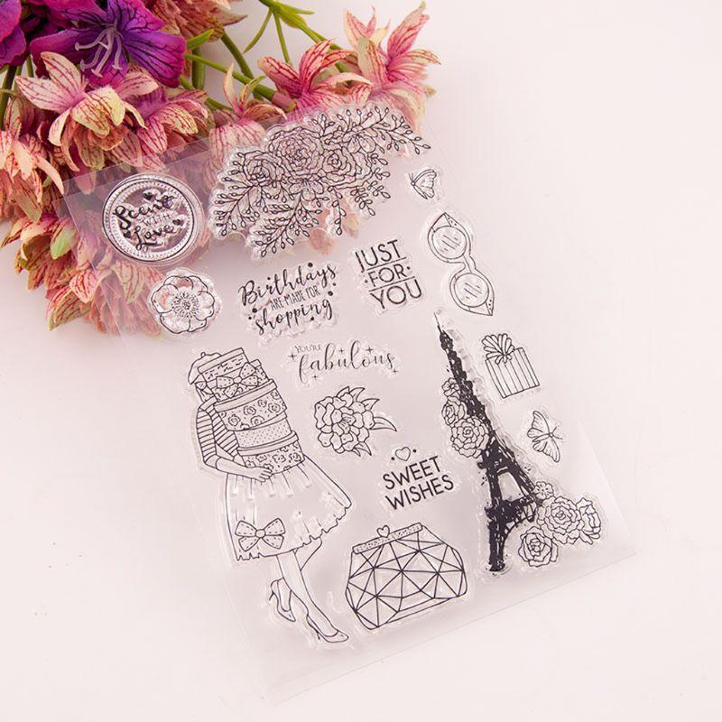Birthday Shopping Silicone Clear Seal Stamp DIY Scrapbooking Embossing Photo Art