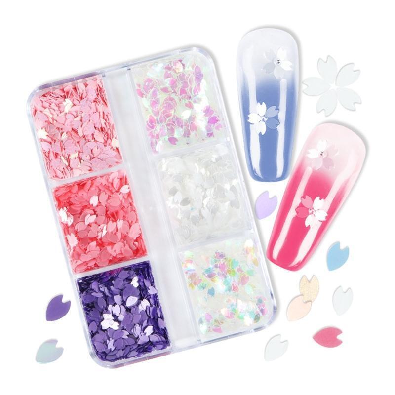 6 Grids Boxed Mixed Cherry Blossom Petal Manicure Decorative Sequins for Women