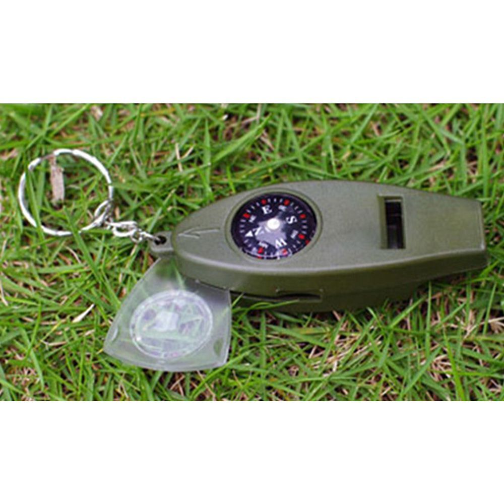 Camping Outdoor Hiking Supplies 4 In1 Whistle Thermometer Magnifier Compass