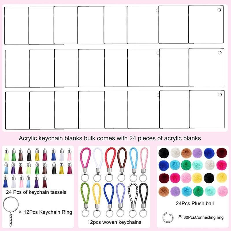 126Pcs Colourful Keychain Tassels Key Chain Ring Furball for DIY Keychain