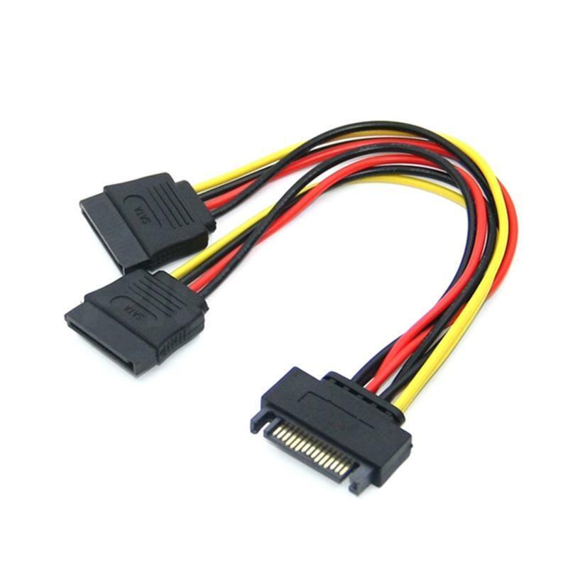 1 to 2 Sata Hard Drive Power Adapter Cable Sata Serial Port 15Pin Splitter 18AWG