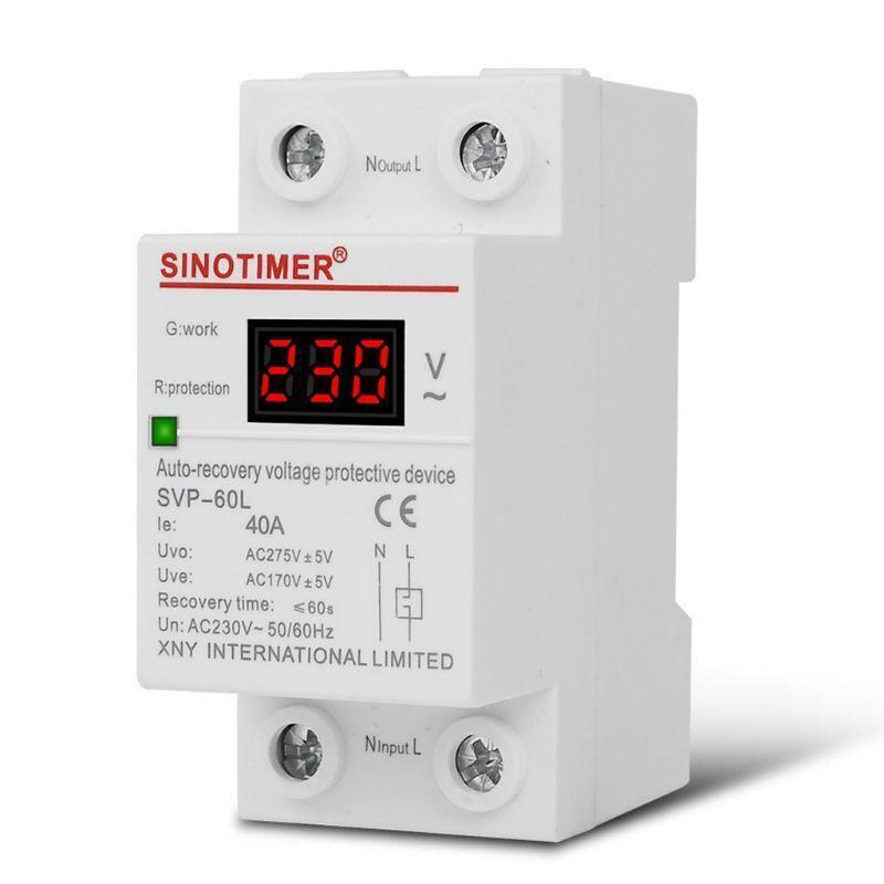 230V AC 40A LED Display Din Rail Adjustable Smart Automatic Recovery Protective