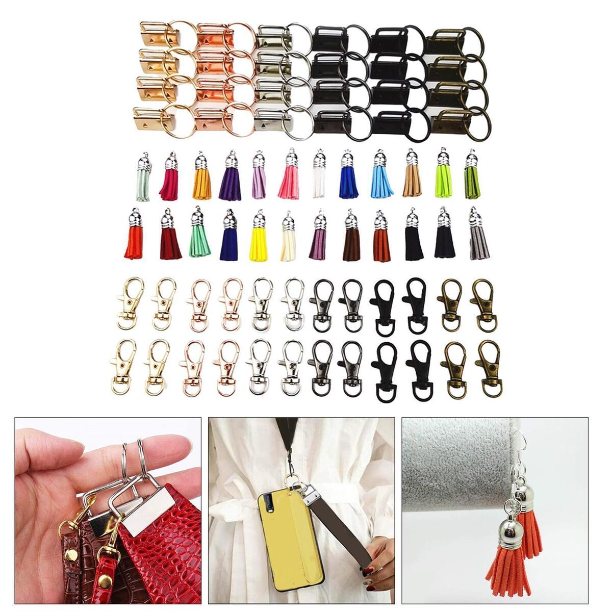 Key Fob Hardware Set with Key Rings  Keychain Tassels  Lanyard