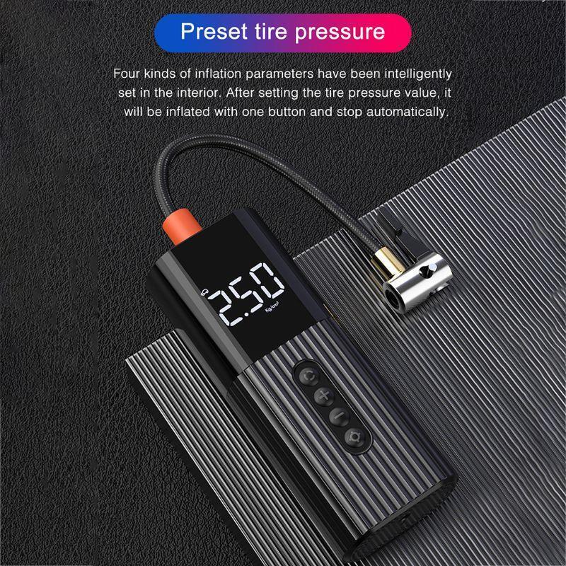 Inflatable Pump Mini Portable Air Compressor with LED Lighting 12V Tyre Inflator