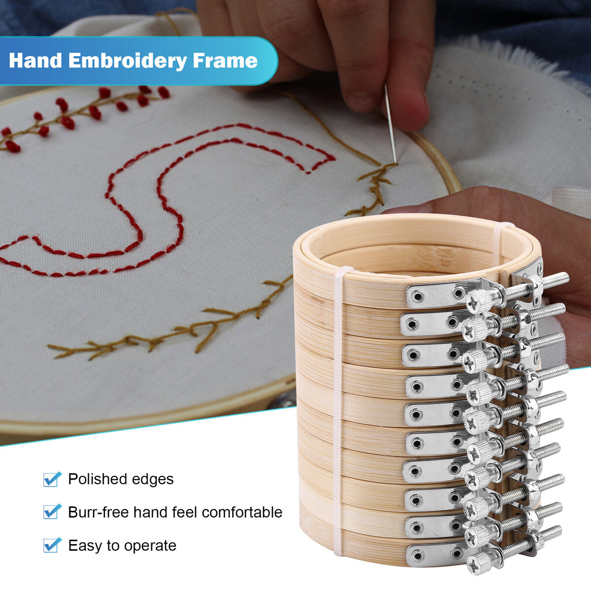 Embroidery Hoops Set 10 Pieces 3 inch Cross Stitch Hoop Ring for Art Craft