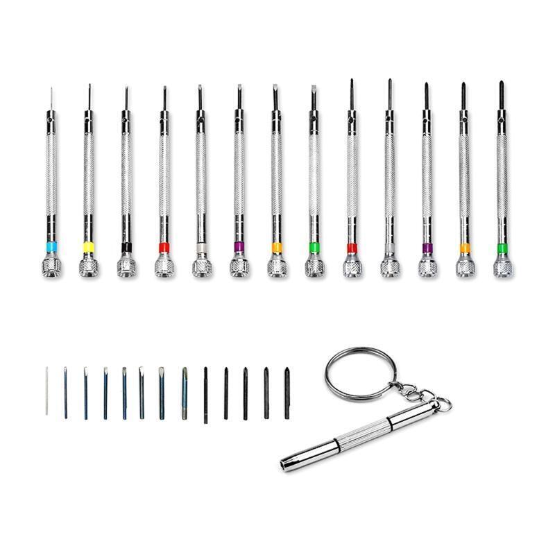 Jewelry Screwdriver 0.6-2.0mm w/ 13 Extra Replacement Blades for Watch Repair