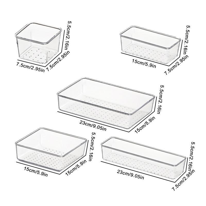 13Pcs Desk Drawer Organizer Set 5-size Versatile Vanity and Desk Drawer Storage