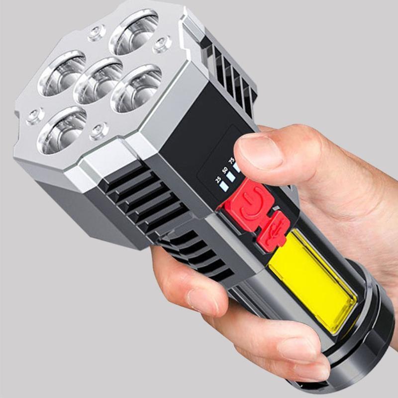 4 Modes Bright Handheld Flashlight w/ COB Side Light Portable Flashlight Camping