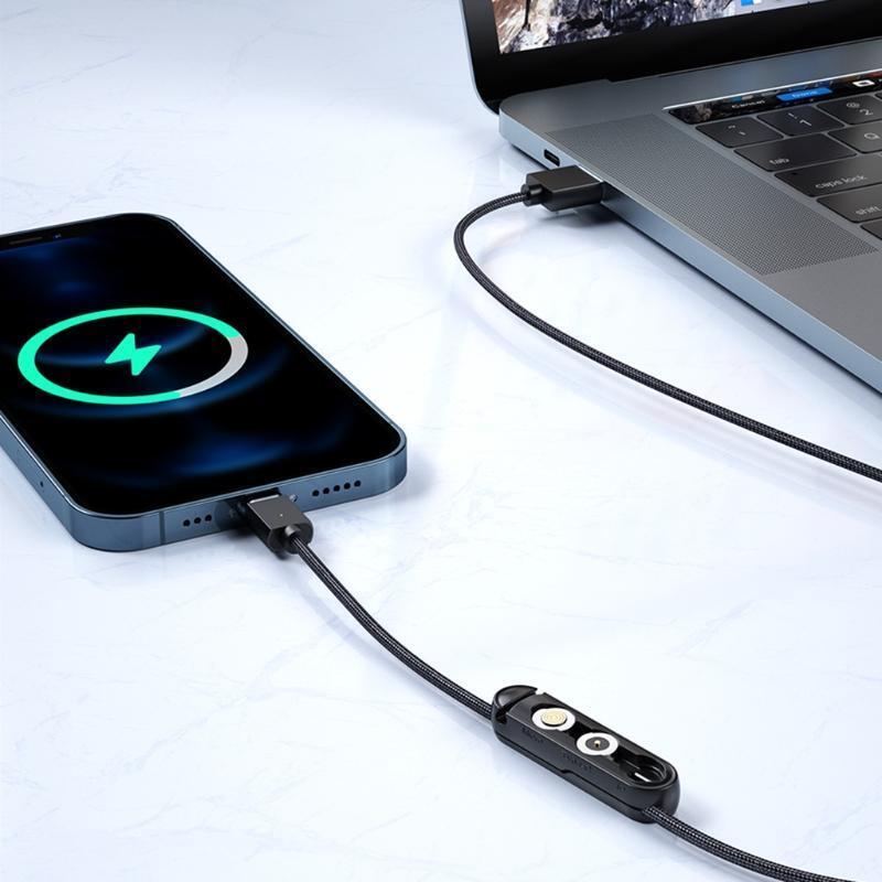 Data Cable Organizer Portable Storage Box Magnet Adapter Connector Black