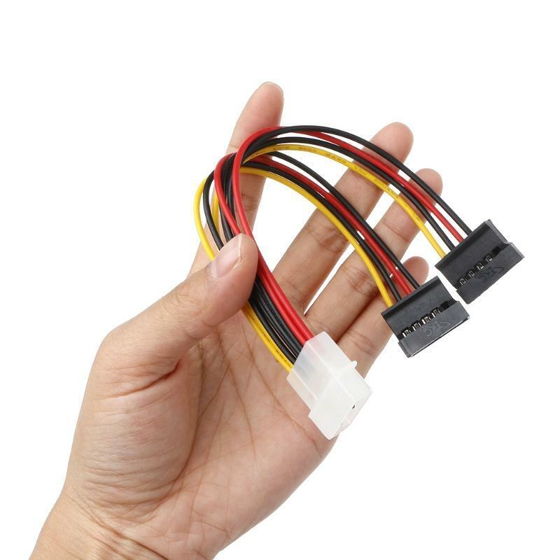 Molex 4Pin Male To 2X Serial ATA 15Pin Female Y Splitter ATA Power Cable 15cm