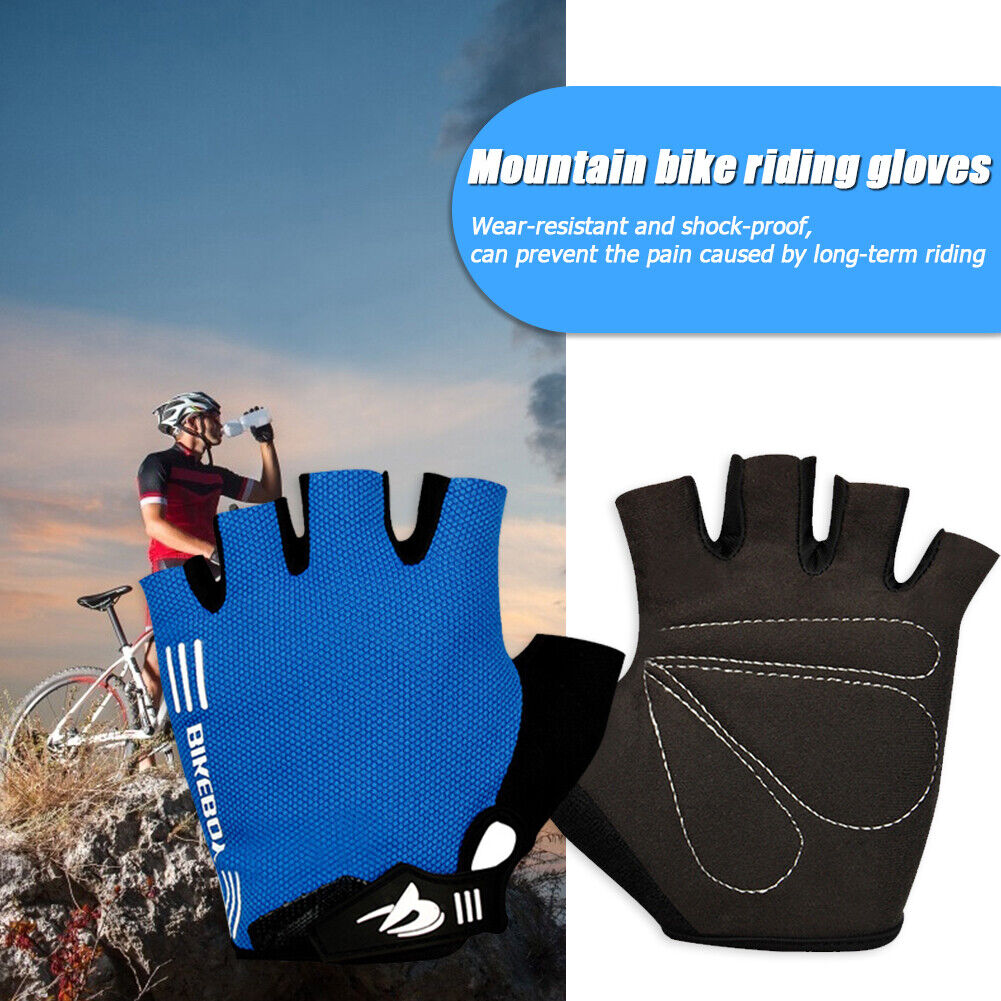 Bikeboy Sports Half Finger Anti-slip Breathable Riding Gloves (Blue XL)