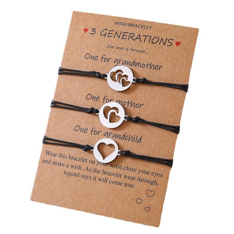 3x Heart Charm Friendship Bracelets Set Pinky Promsie for Best Friends Sister