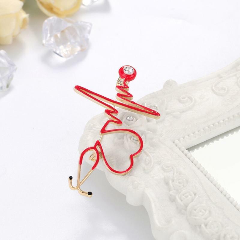 Medical Medicine Lapel Pin Electrocardiogram Brooch for DIY Hat Cloth Decoration