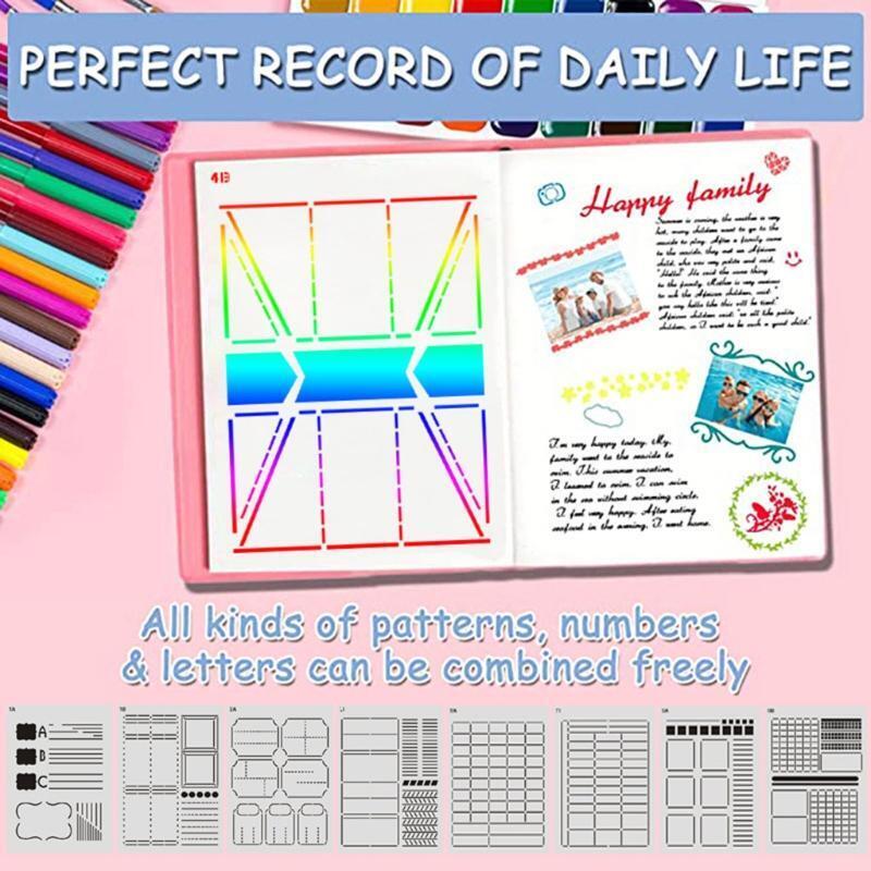 12 PCS Creative Personal Planner Diary Painting Stencil Kit for DIY Scrapbooking