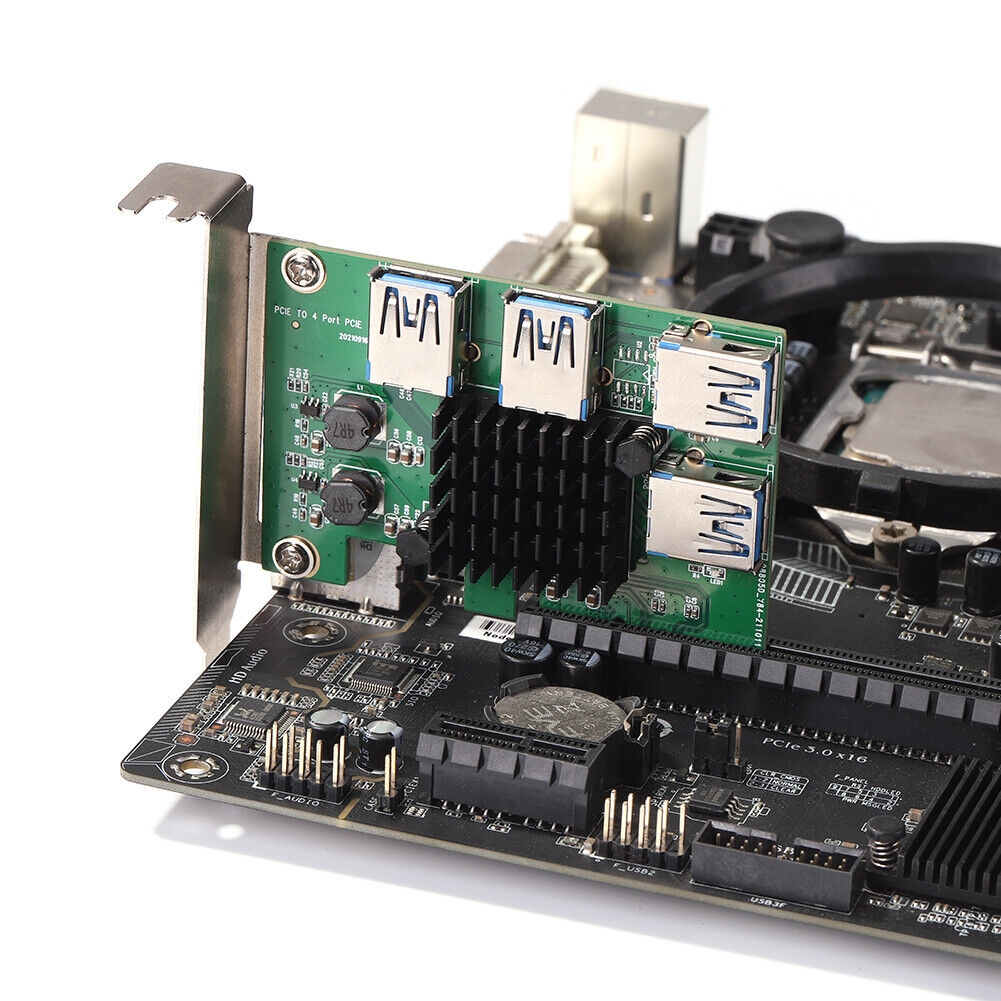 PCI Express Riser Card 1 to 4 16X PCIe Riser PCI-E 4X to 4 USB 3.0 Adapter