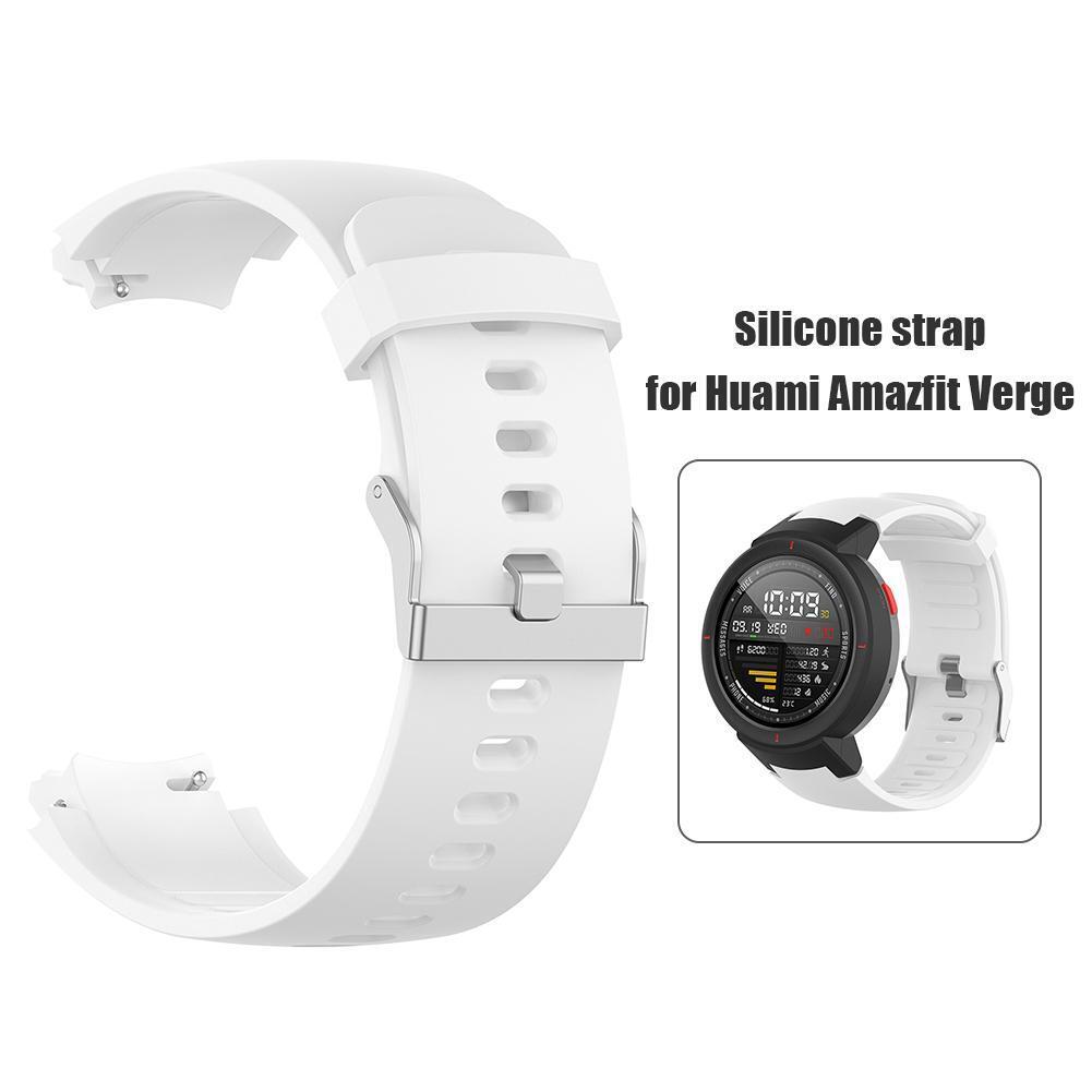 Soft Silicone Adjustable Watch Strap Wrist Band for Amazfit Verge (White)