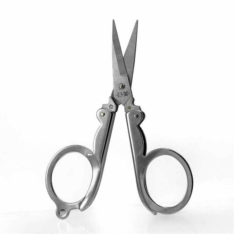 Handy Pair of Folding Scissors Stainles Steel Travel Pocket Foldable Multi User