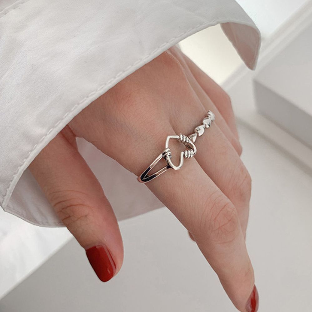 4Pcs Jewelry Accessories Elegant Gift Fashion Heart Ring Adjustable Wedding Open