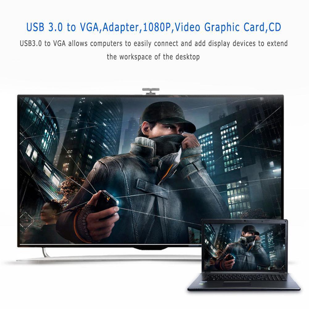 USB 3.0 to VGA 1080P Adapter Converter External Video Graphic Card with CD