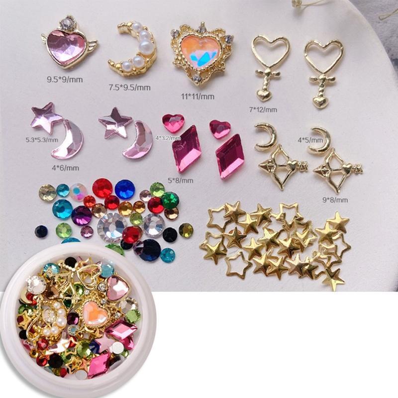 Flatback Nail Studs Nail Art Charms And Rhinestones Moon Star Heart Nail Charms