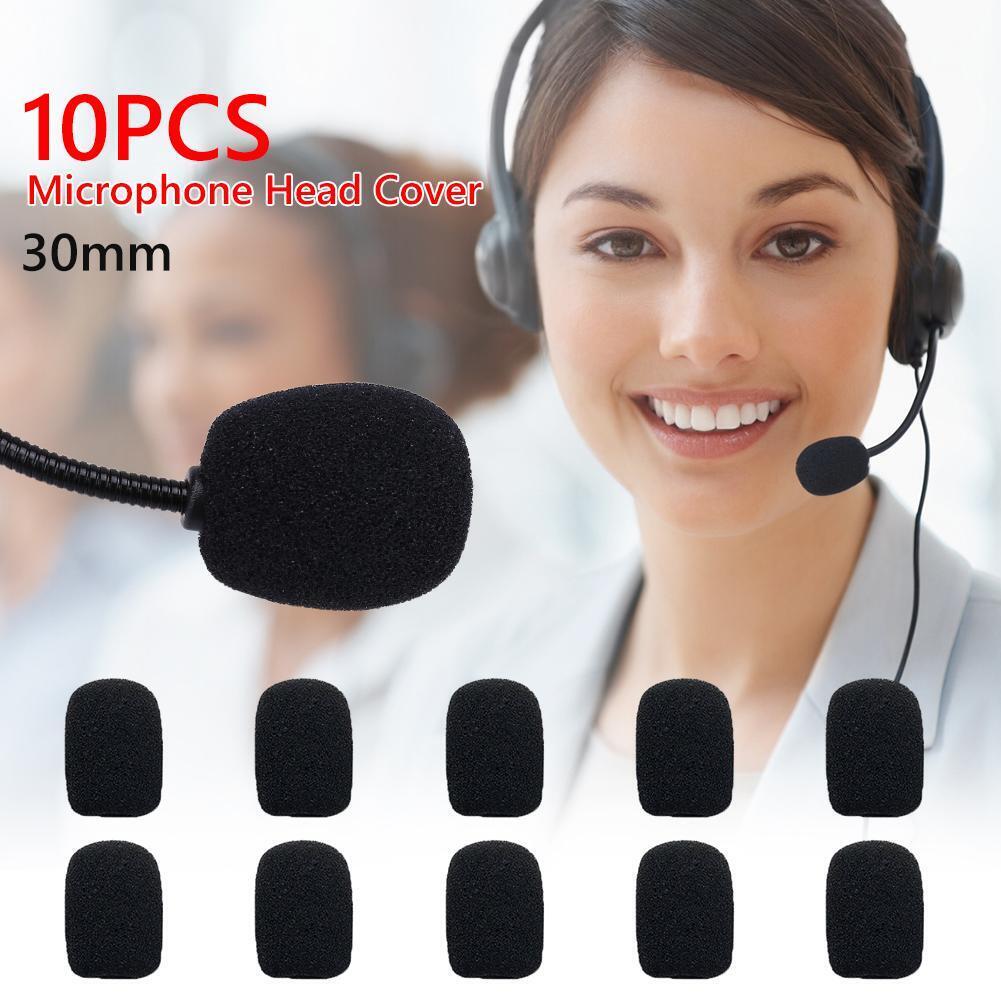 10pcs 30mm Soft Elastic Sponge Microphone Head Cover for Headset Sleeve Mic