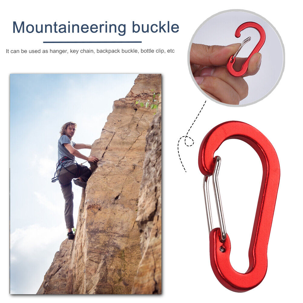 6x Aluminium Buckle Keychain Climbing Carabiner Outdoor Hiking Hook (Red)