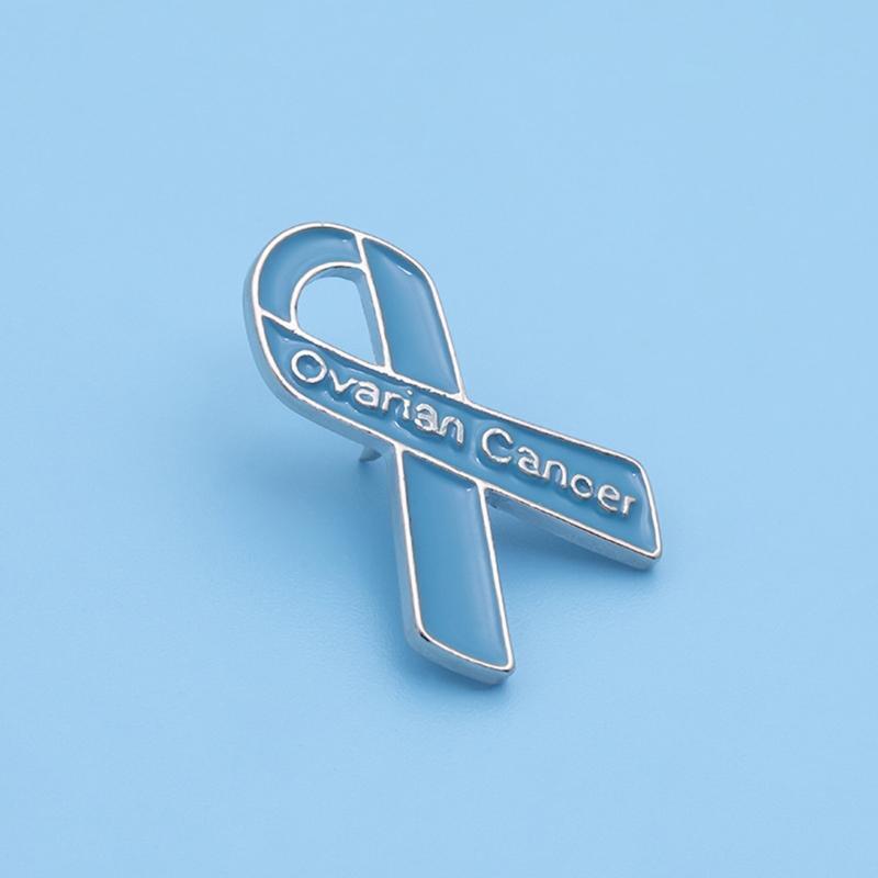 Ovarian Cancer Awareness Jewelry Survivor Gifts For Women Blue Ribbon Brooch