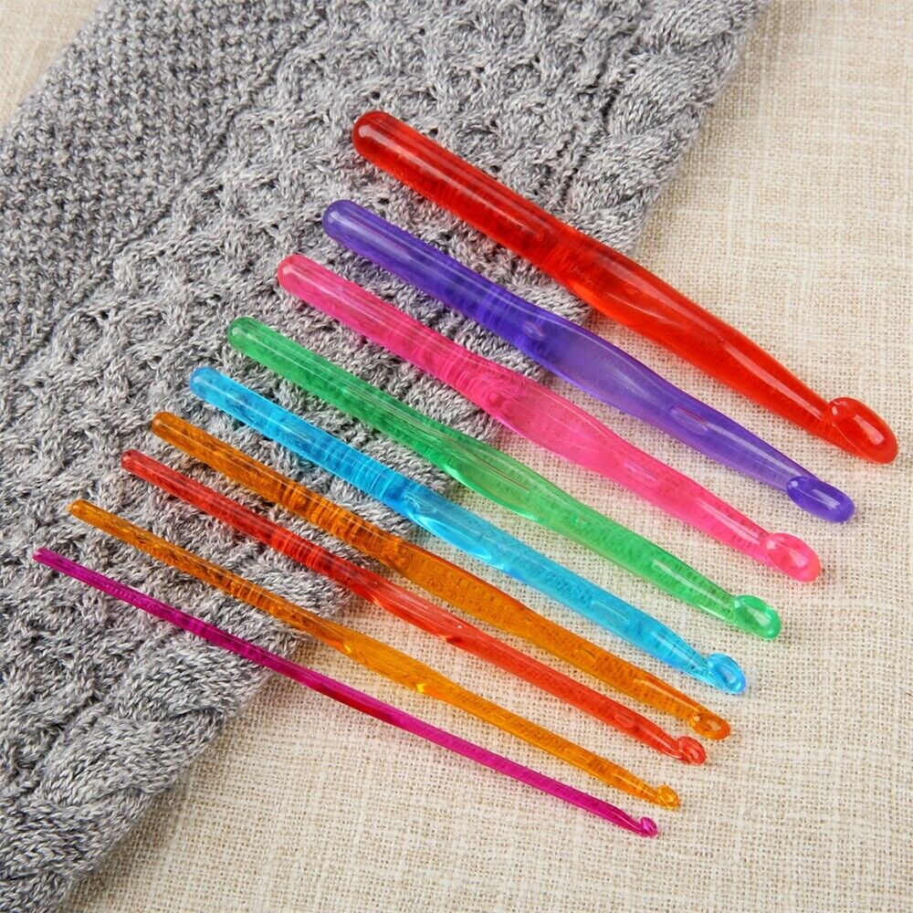 9 in 1 Set 15cm Plastic Knitting Crochet 0.12"-0.47" Knitting Yarn Weaving Hook