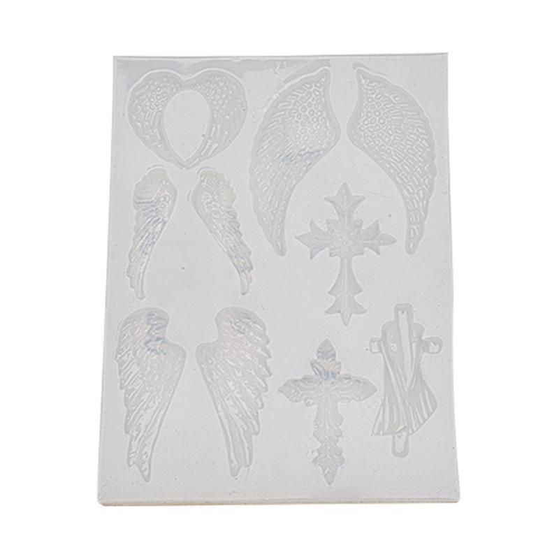 Shiny Silicone Molds Wings Cross Feather Ornament Mold DIY Keychain Pendant