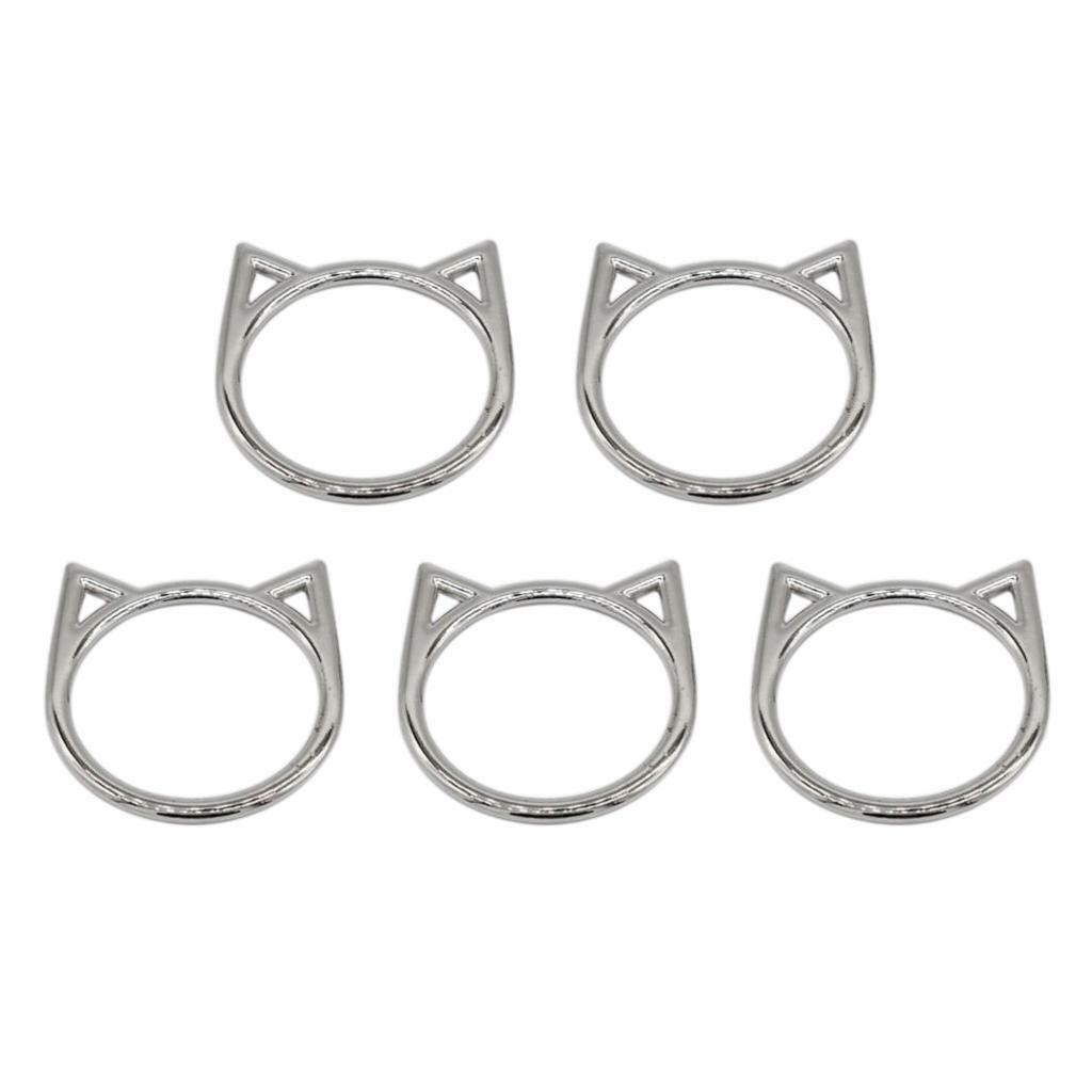5Pcs Fashion Sliver Cat Rings for DIY Charms Leather Necklace Leg Rings