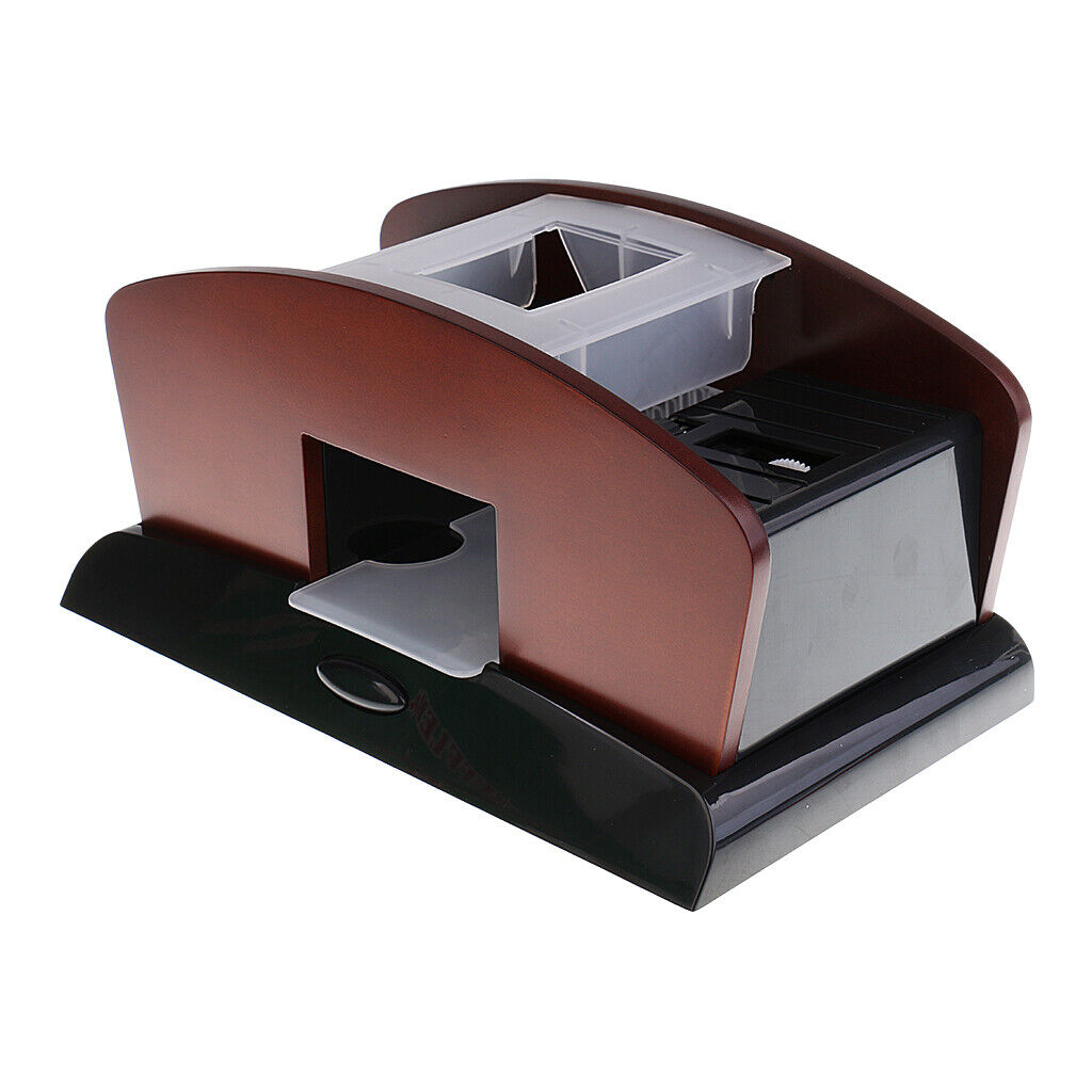 Wood Automatic Poker Card Shuffler Casino Playing Shuffling 2 Deck+Dealer #2